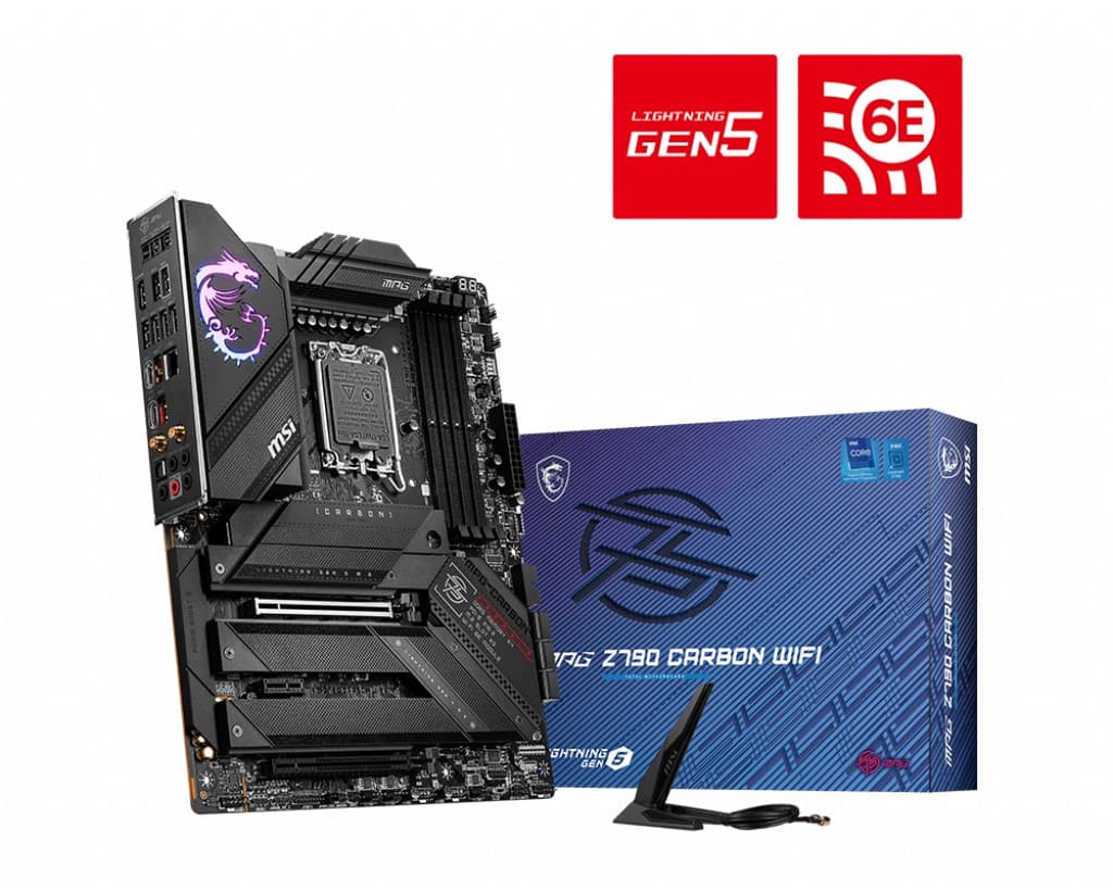 MSI MPG Z790 Carbon WIFI Soket 1700 DDR5 7600MHZ(OC) PCI-E GEN5 M.2 USB3.2 HDMI 1X2.5G LAN Wi-Fi 6E ATX