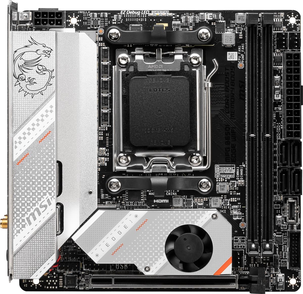MSI MB MPG B650I Edge WIFI AM5 DDR5 7200MHZ(OC) HDMI M.2 USB3.2 2.5G LAN WIFI 6E Mini-ITX