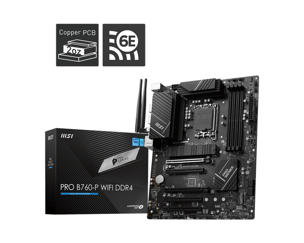 MSI MB PRO B760-P WIFI DDR4 Soket 1700 DDR4 5333(OC) PCI-E ,M.2 USB3.2 HDMI,DP, 1X 2.5G LAN Wi-Fi 6E ATX