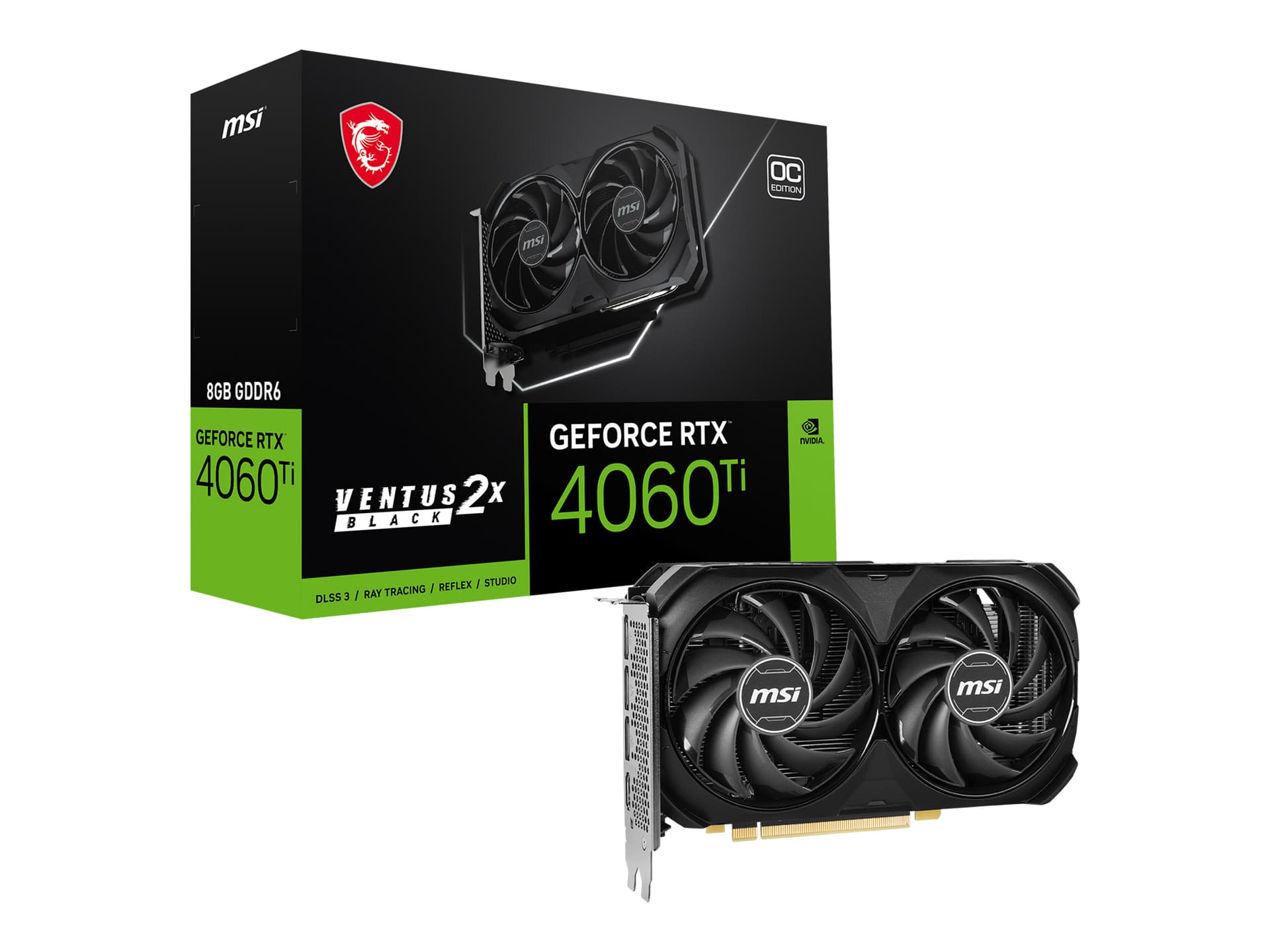 MSI VGA Geforce RTX 4060 Ti Ventus 2X Black 8G Oc RTX 4060 Ti 8GB GDDR6 128B DX12 PCIE 4.0 X16 (3XDP 1XHDMI)