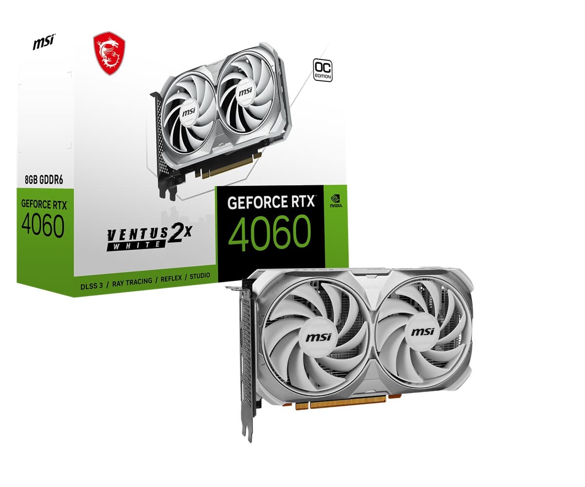 MSI VGA Geforce RTX 4060 Ventus 2X White 8G Oc RTX 4060 8GB GDDR6 128B DX12 PCIE 4.0 X8 (3XDP 1XHDMI)