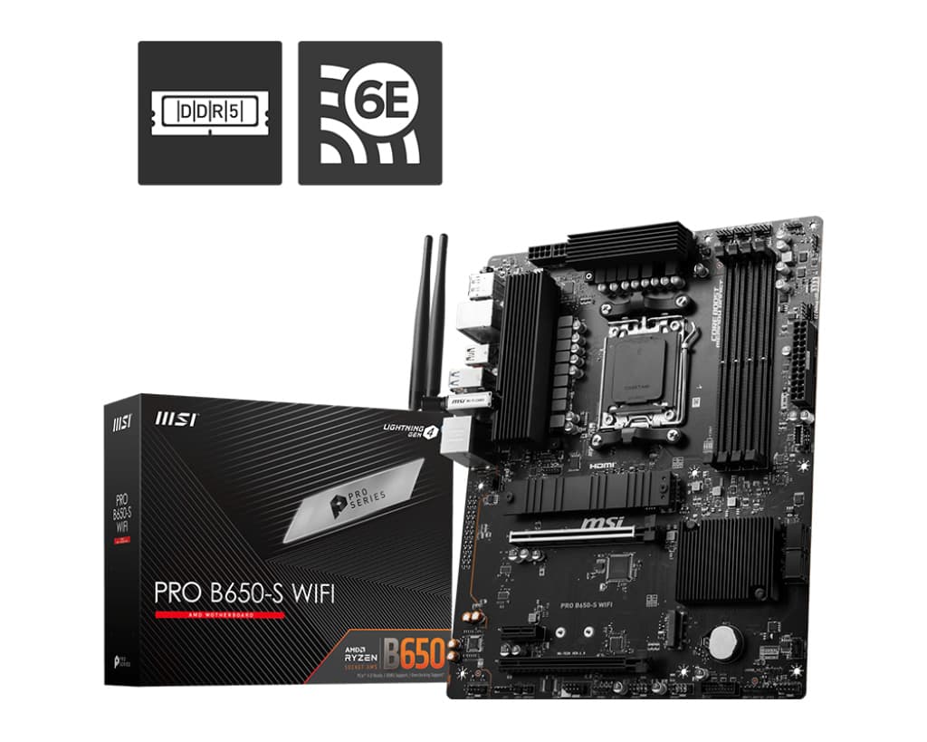 MSI MB PRO B650-S WIFI AM5 DDR5 7200MHZ(OC) HDMI DP M.2 USB3.2 2.5G LAN Wi-Fi 6E ATX