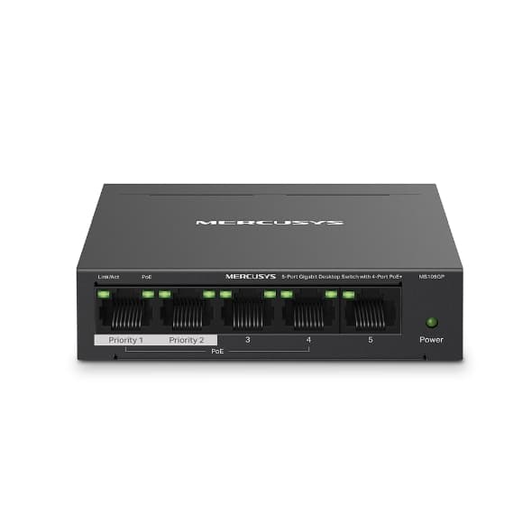 TP-Link Mercusys MS105GP 5 Port 10/100/1000 Masaüstü Switch (Yönetilemez)