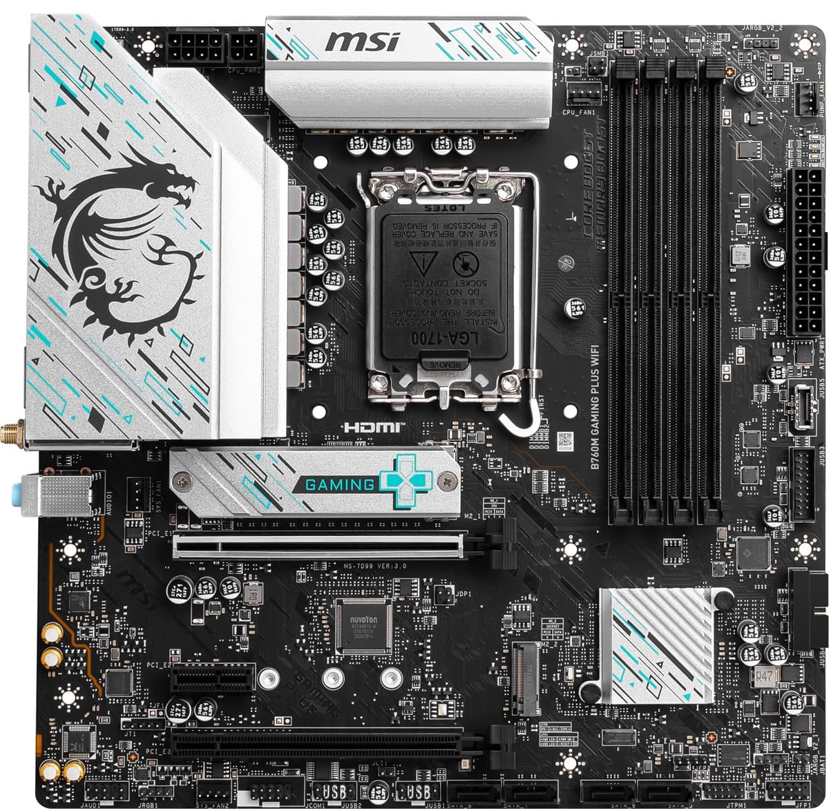 MSI MB B760M Gaming Plus WIFI Soket 1700 DDR5 6800(OC) PCI-E ,M.2 USB3.2 HDMI,DP 1X 2.5G LAN Wi-Fi 6E Matx