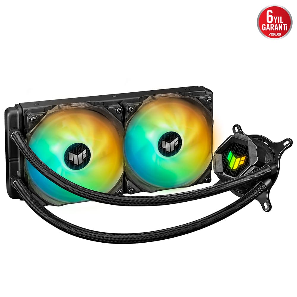Asus Tuf Gaming LC II 240 ARGB Aura Sync RGB 120MM*2 Adreslenebilir RGB Fan CPU Sivi Soğutucusu 6 Yil Garanti