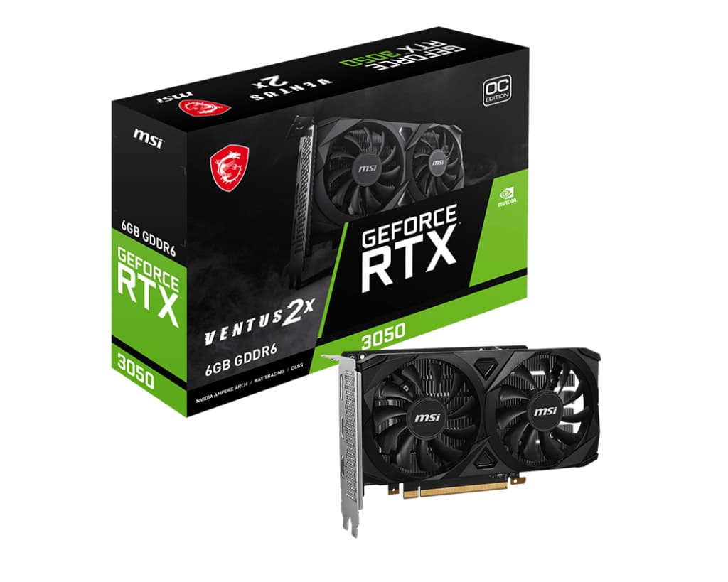 MSI VGA Geforce RTX 3050 Ventus 2X 6G Oc RTX 3050 6GB GDDR6 96B DX12 PCIE 4.0 X8 (1XDP 2XHDMI)