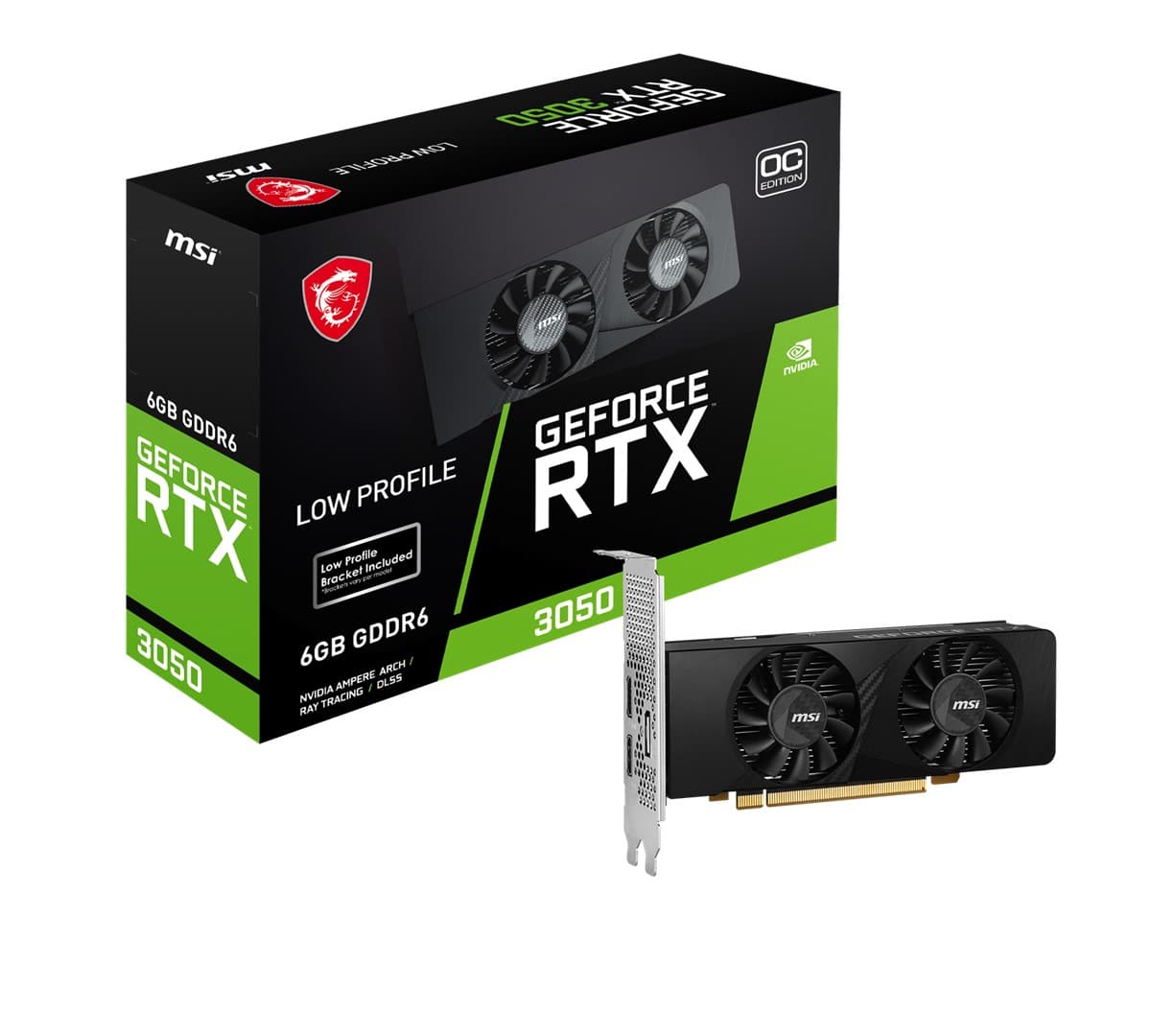 MSI VGA Geforce RTX 3050 LP 6G Oc RTX 3050 6GB GDDR6 96B DX12 PCIE 4.0 X8 (1XDP 2XHDMI)