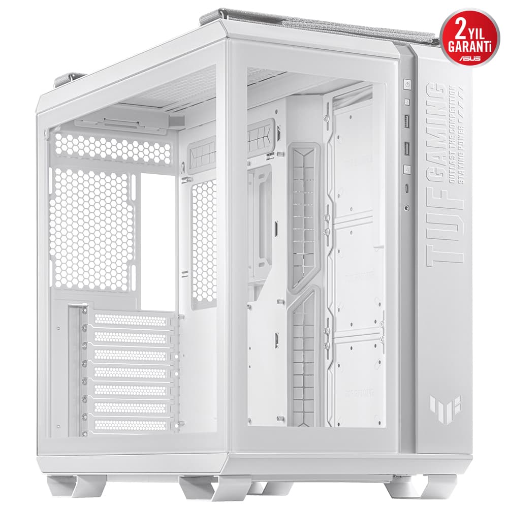 Asus Tuf Gaming GT502 Panaromik Temperli Cam USB Type-C ATX / Micro-ATX / Mini-ITX Fanli Beyaz Kasa