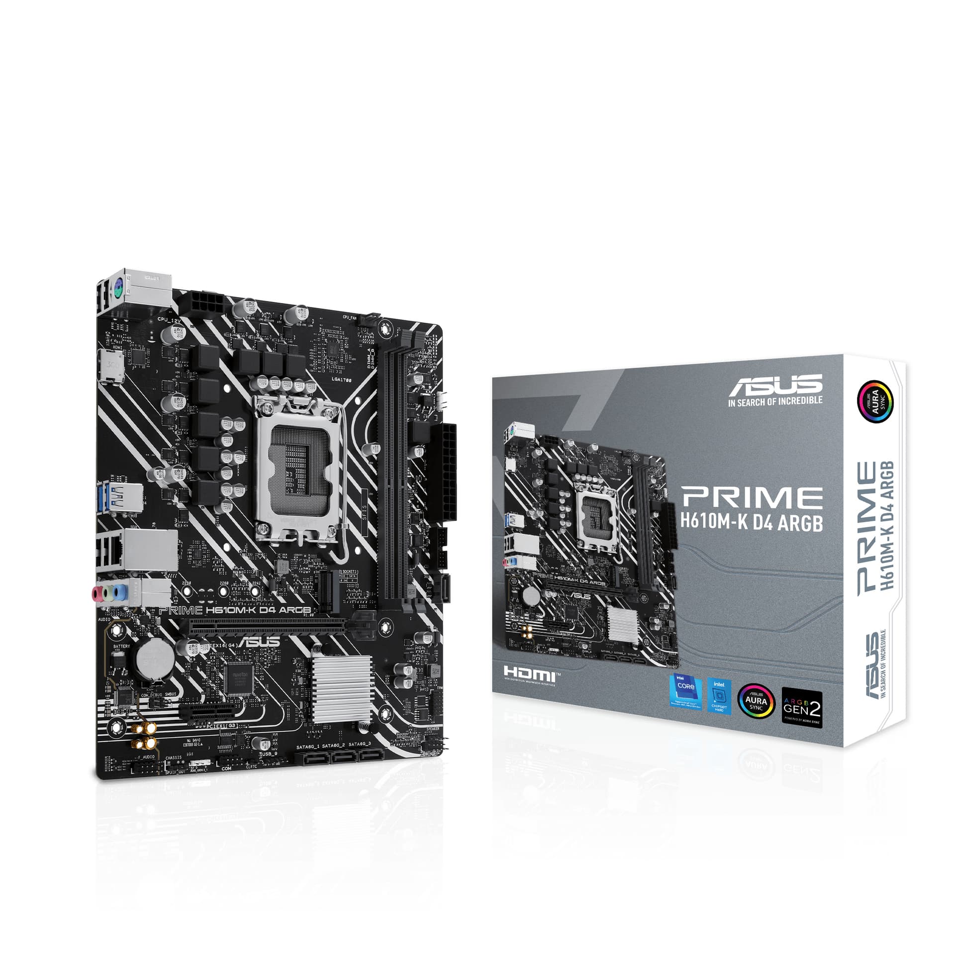 Asus Prime H610M-K D4 ARGB İntel H610 LGA1700 DDR4 3200 HDMI M2 USB3.2 Aura RGB Matx Asus 5X Protection III