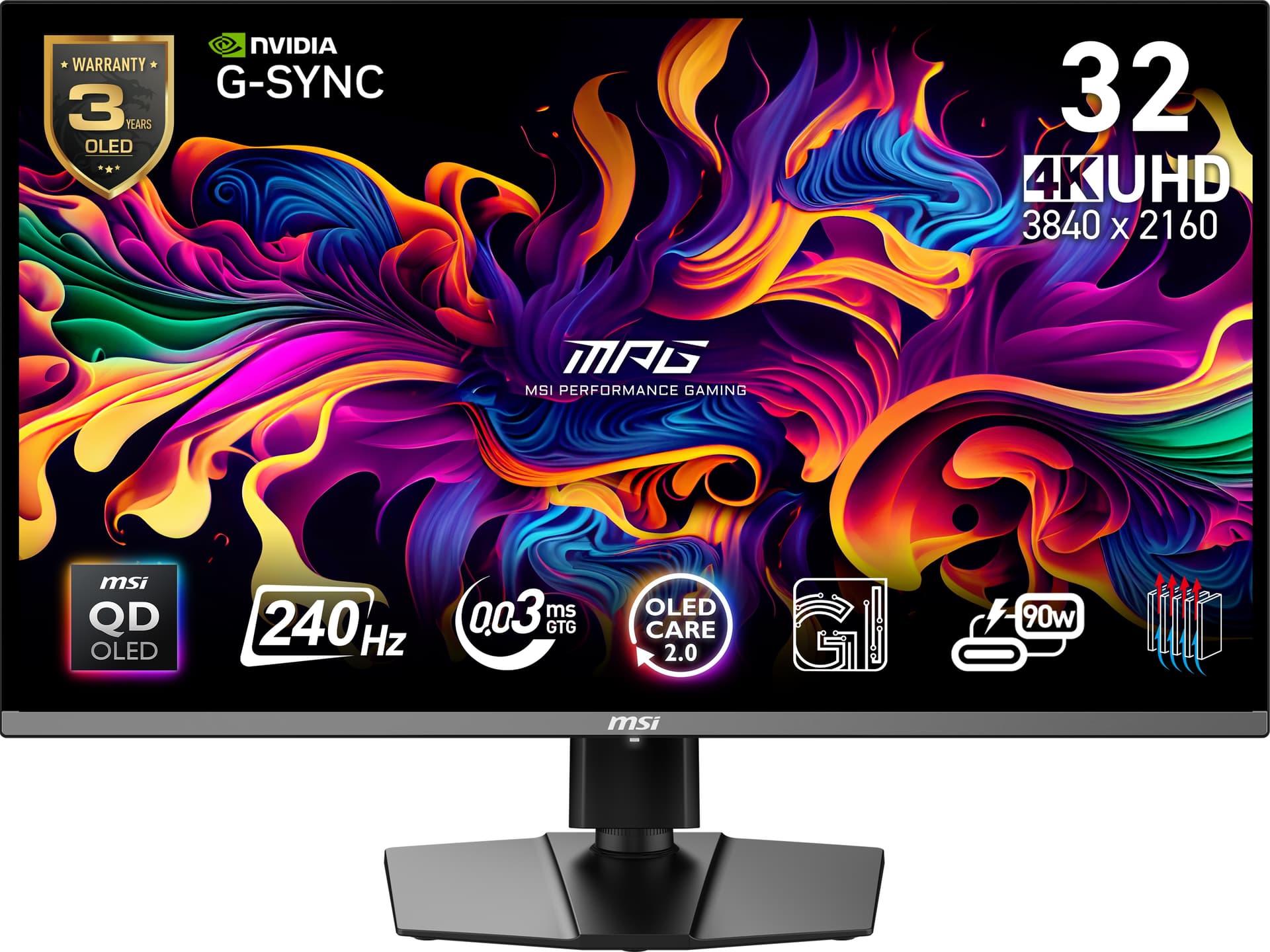 MSI 31.5 MPG 321URX QD-OLED 3840x2160 (UHD) 16:9 FLAT QD-OLED 240HZ 0.03MS G-SYNC COMPATIBLE GAMING MONITOR