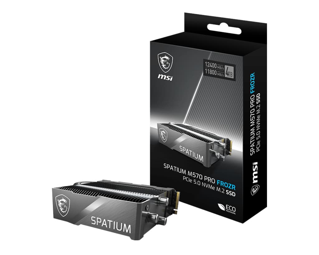 MSI SSD Spatium M570 PRO PCIE 5.0 NVME M.2 2TB Frozr R:12400 W:11800
