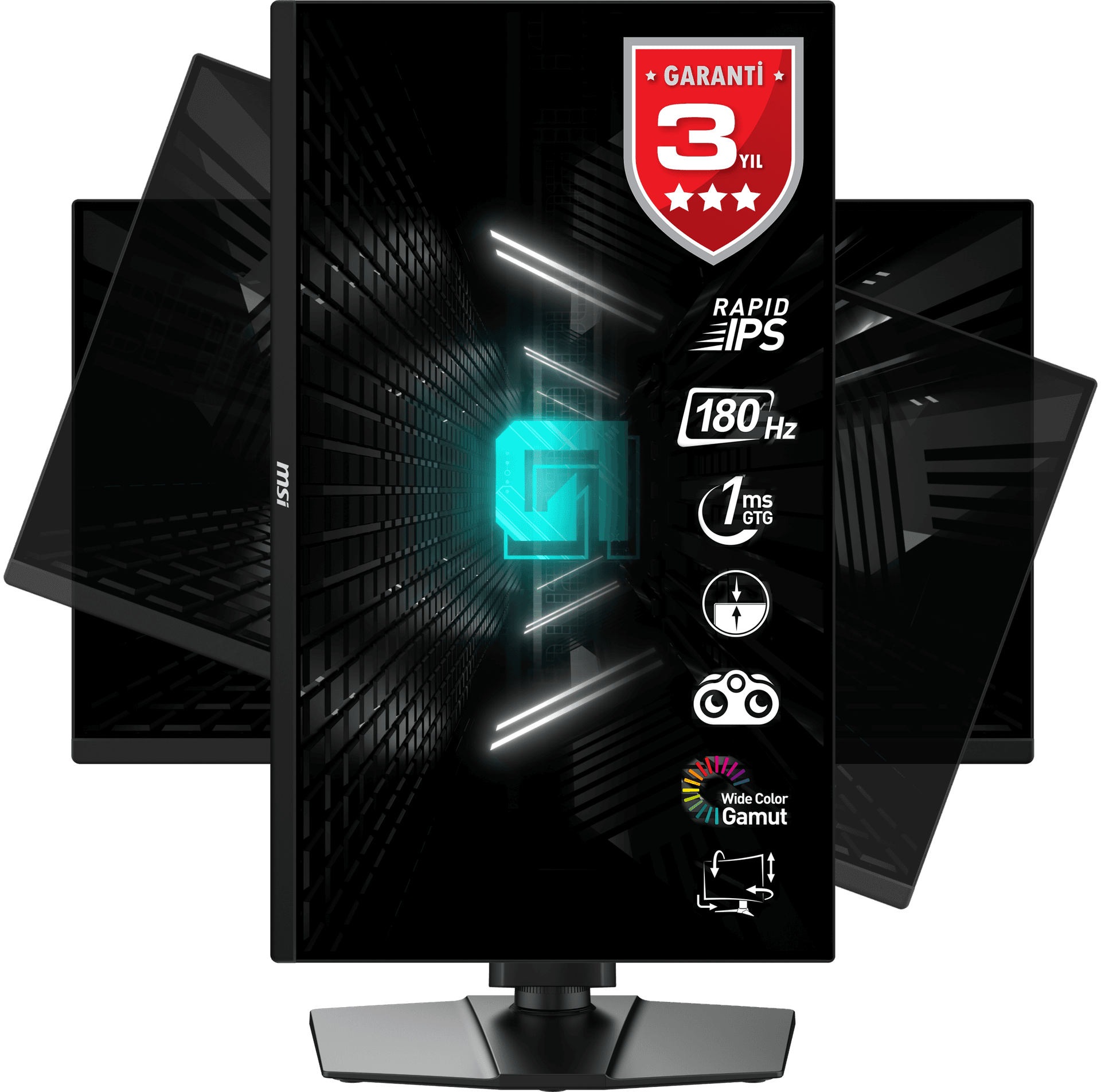 MSI 24.5 G255PF E2 1920x1080 (FHD) 16:9 FLAT RAPID IPS 180HZ 1MS ADAPTIVE-SYNC PIVOT GAMING MONITOR