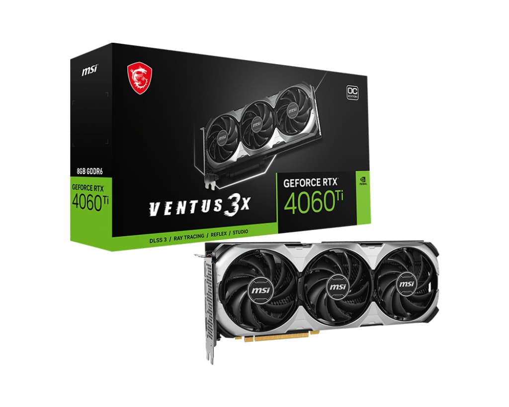 MSI VGA Geforce RTX 4060 Ti Ventus 3X E 8G Oc RTX 4060 Ti 8GB GDDR6 128B DX12 PCIE 4.0 X16 (3XDP 1XHDMI)