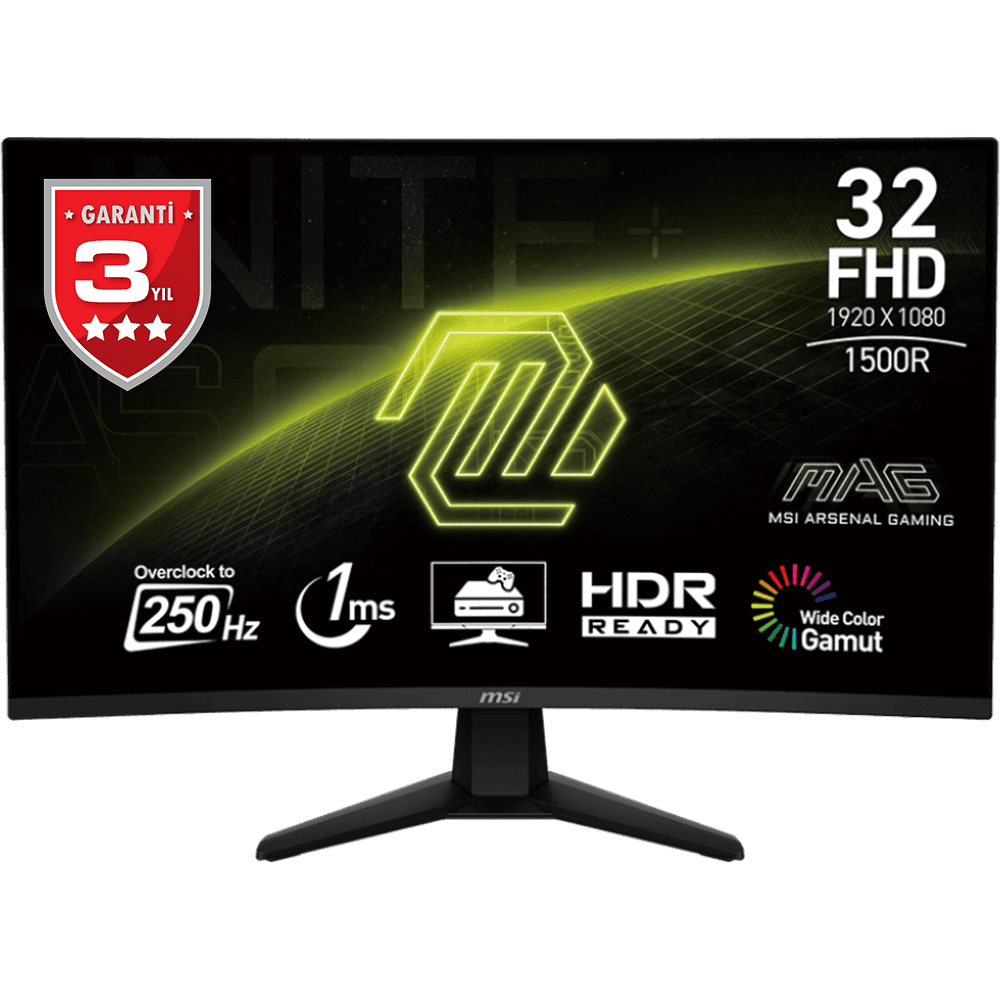 MSI 31.5 MAG 32C6X 1920x1080 (FHD) 16:9 CURVE 1500R VA 250HZ 1MS ADAPTIVE-SYNC GAMING MONITOR