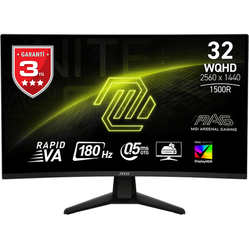 MSI 31.5 MAG 32CQ6F 2560x1440 (WQHD) 16:9 CURVE 1500R RAPID VA 180HZ 1MS ADAPTIVE-SYNC GAMING MONITOR