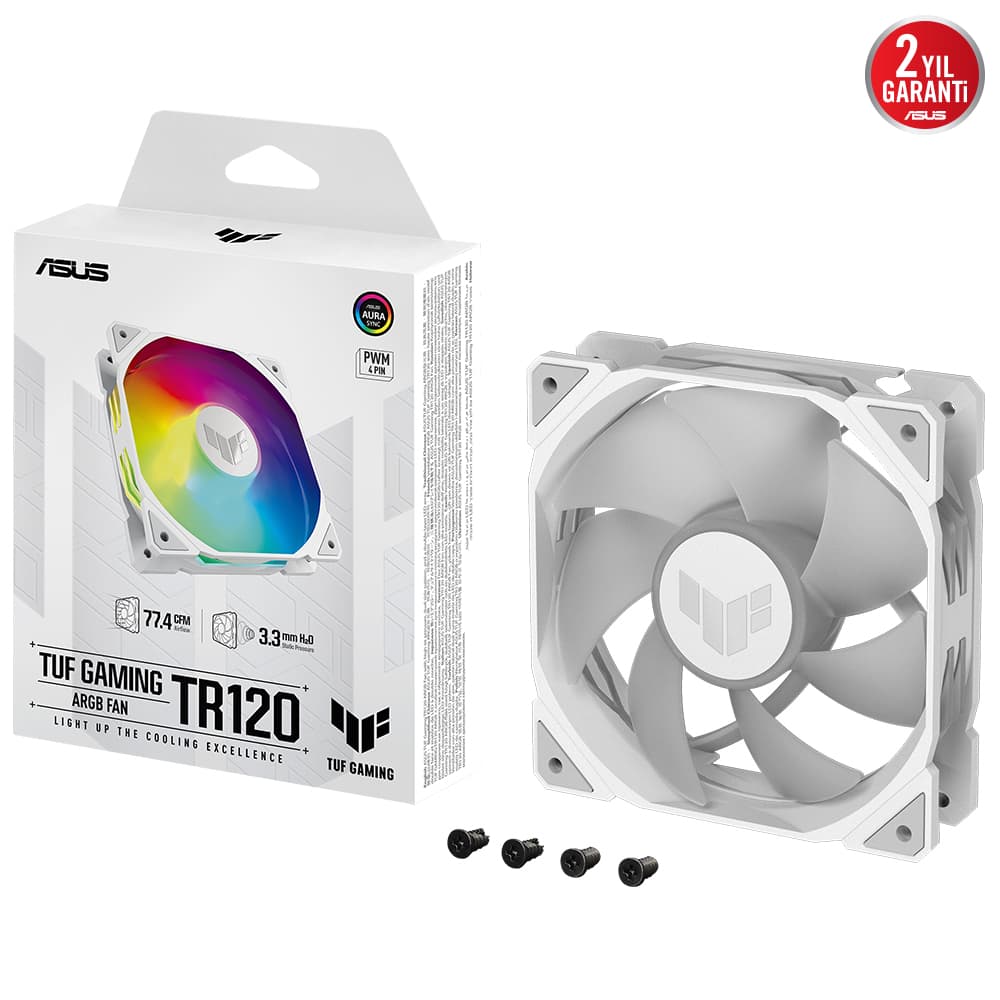 Asus Tuf TR120 Soğutucu Kasa Radyatör Fani Adreslenebilir ARGB 120MM Beyaz