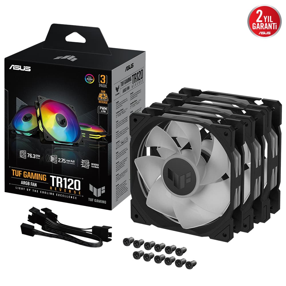 Asus Tuf TR120 Reverse Soğutucu Kasa Radyatör Fani Ters Hava Akışı Adreslenebilir ARGB 120MM 3 İn 1