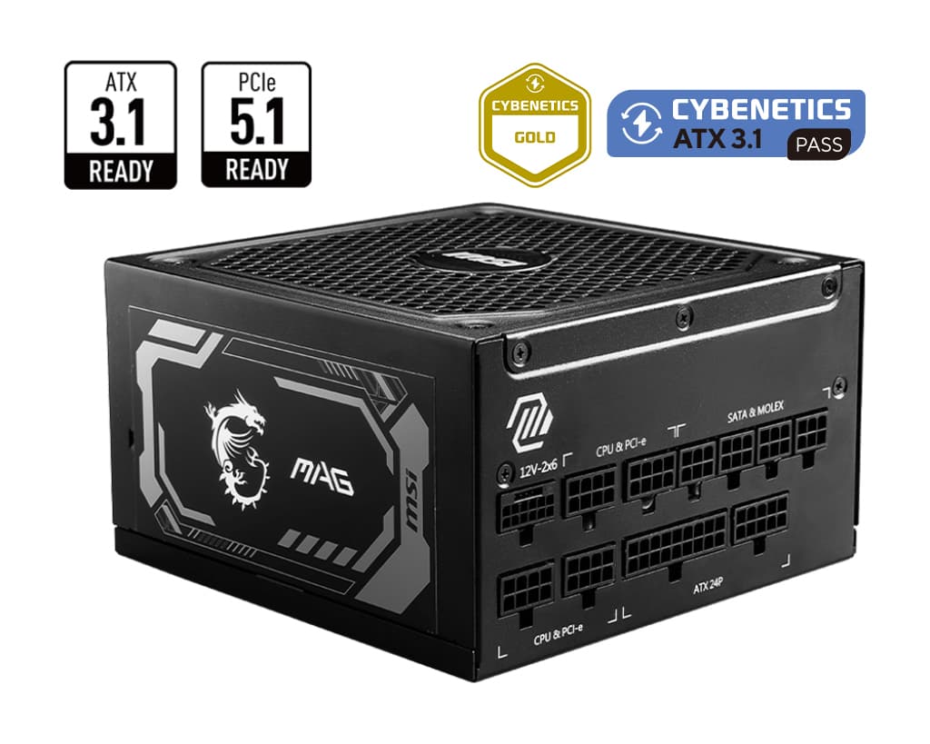 MSI Psu Mag A1250GL PCIE5 1250W 80+ Gold Power Supply