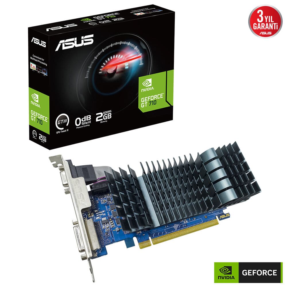 Asus VGA GT710-SL-2GD5-BRK-EVO-NVIDIA-GEFORCE-GT 710-2GB DDR3-64BIT-954MHZ-DVI-HDMI-LOW Profile-Ekran Karti