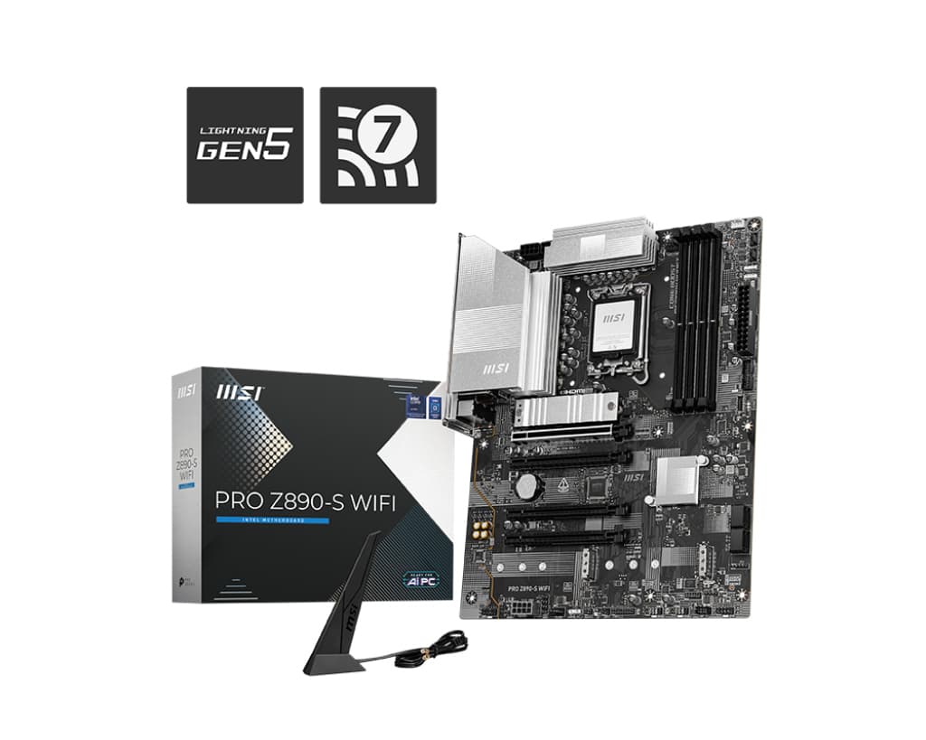MSI MB PRO Z890-S WIFI Soket 1851 DDR5 8600MHZ(OC) USB 20GBPS3XM.2 2XTB4 HDMI Display 2.5G LAN WIFI7 ATX
