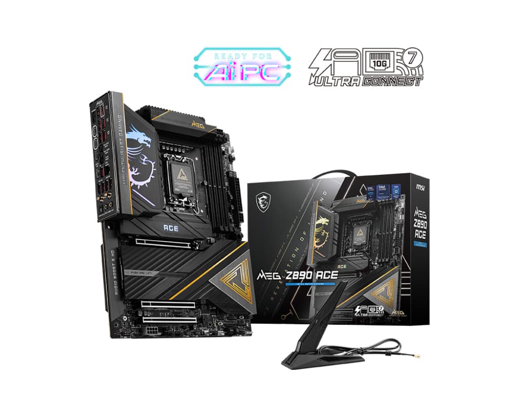 MSI MB Meg Z890 Ace Soket 1851 DDR5 9200MHZ(OC) USB 20GBPS 5XM.2 2XTB4 HDMI Display 10G LAN WIFI7 ATX