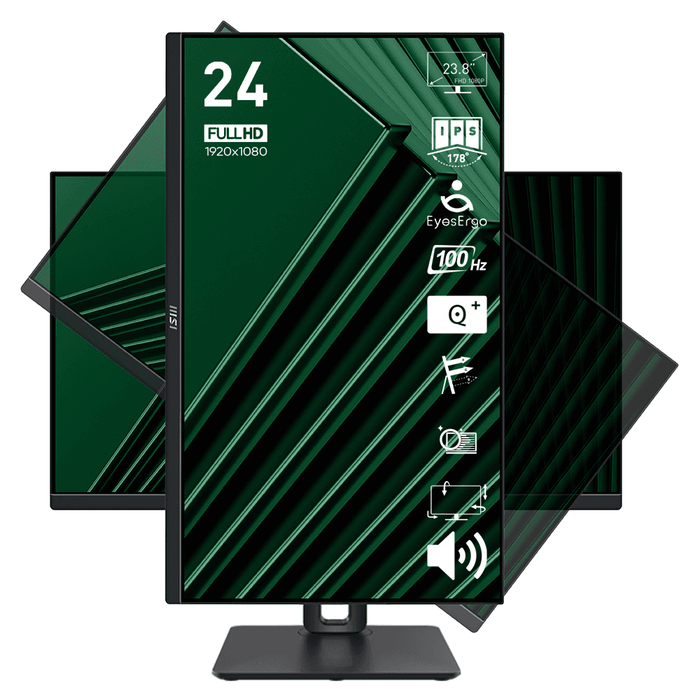 MSI 23.8 PRO MP245PG 1920x1080 (FHD) 16:9 FLAT IPS 100HZ 1MS ADAPTIVE-SYNC PIVOT MONITOR