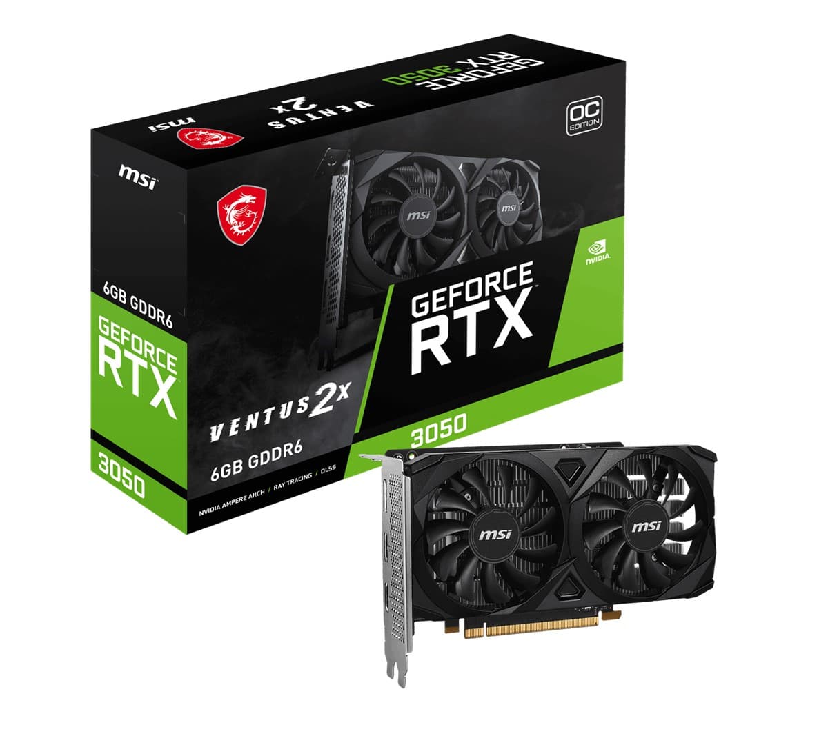 MSI VGA Geforce RTX 3050 Ventus 2X E 6G Oc RTX 3050 6GB GDDR6 96B DX12 PCIE 4.0 X8 (1XDP 2XHDMI)
