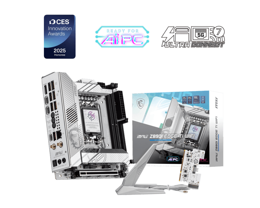 MSI MB MPG Z890I Edge Ti WIFI Soket 1851 DDR5 8600MHZ(OC) USB 20GBPS 4XM.2 2XTB4 HDMI 2X DP 5G LAN WIFI 7 Mini ITX