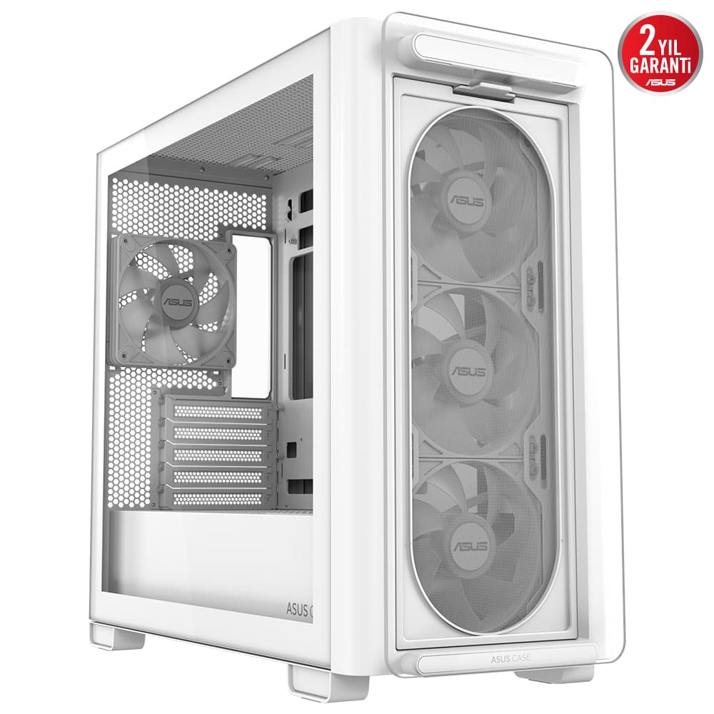Asus A23 Plus M-ATX Kasa Gizli Konnektör Destekli 360 MM Radyatör ve 380 MM Ekran Karti Uyumlu 4 ARGB Fanli Kasa Beyaz