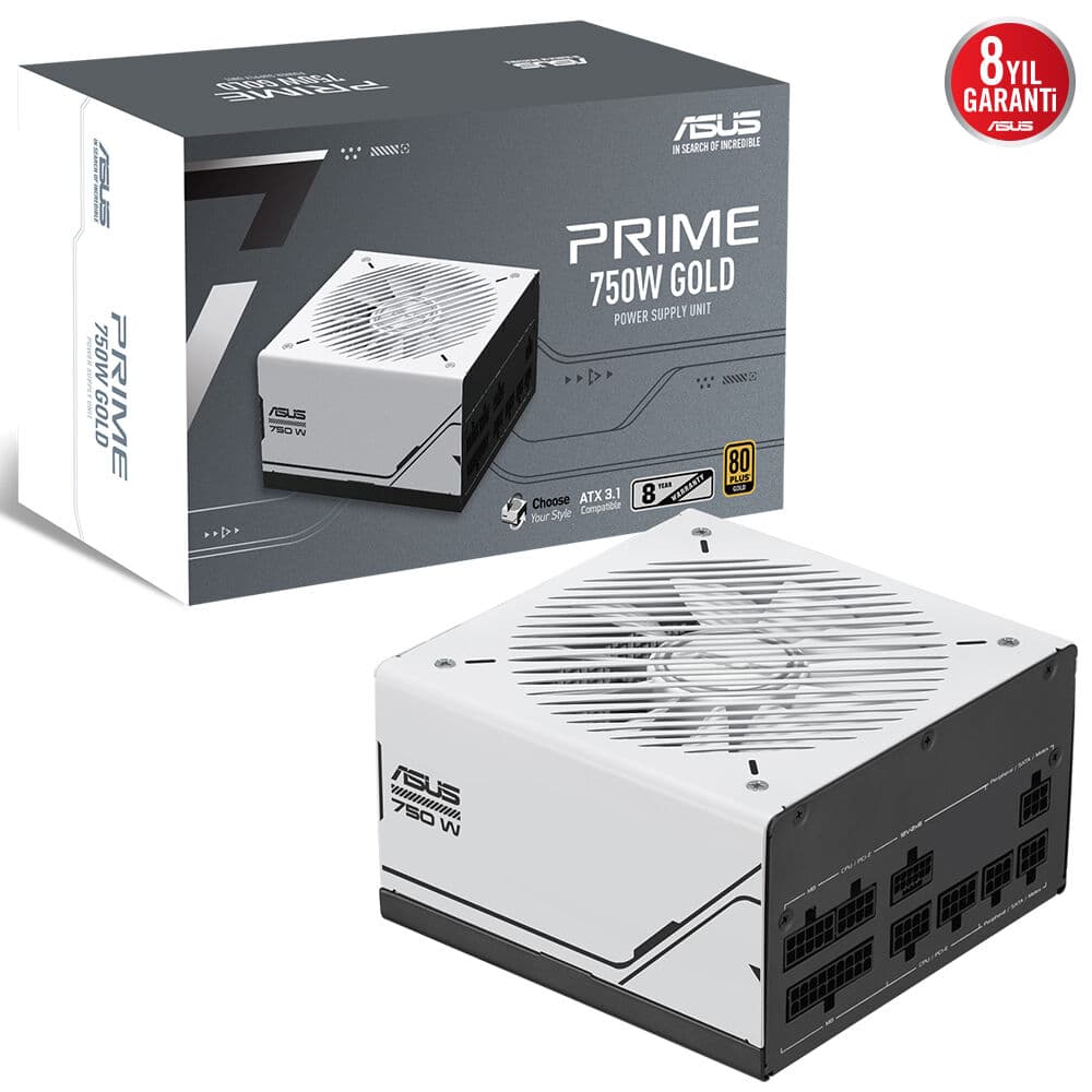 ASUS PRIME AP-750G 80+ GOLD 750W PCIe 5.1 ve ATX 3.1 UYUMLU 8 YIL GARANTİLİ MODÜLER GÜÇ KAYNAĞI