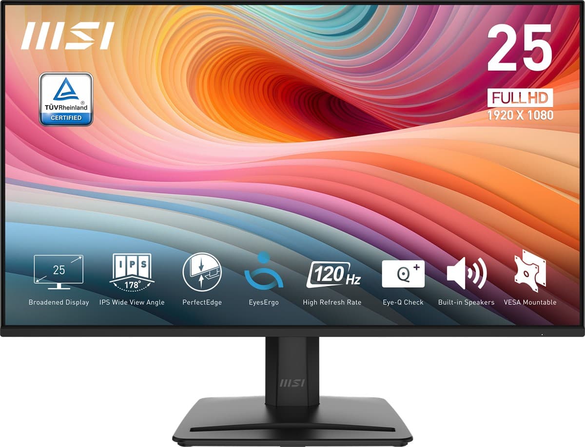 MSI 24.5 PRO MP251 E2 1920x1080 (FHD) 16:9 FLAT IPS 120HZ 1MS ADAPTIVE-SYNC SIYAH MONITOR