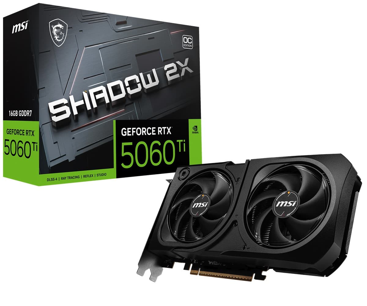 MSI VGA Geforce RTX 5060 Ti 16G Shadow 2X Oc Plus RTX 5060 Ti 16GB GDDR7 128B DX12 PCIE 5.0 X16 (3XDP 1XHDMI)