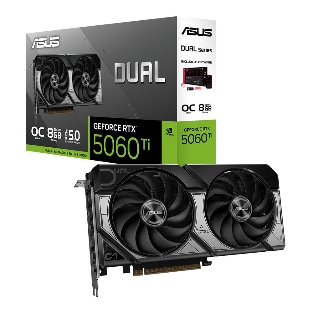 ASUS VGA DUAL-RTX 5060 Ti-O8G-NVIDIA-GEFORCE-RTX 5060 Ti-8G-8GB GDDR7-128bit--OC-HDMI-3xDP-DLSS4 EKRAN KARTI