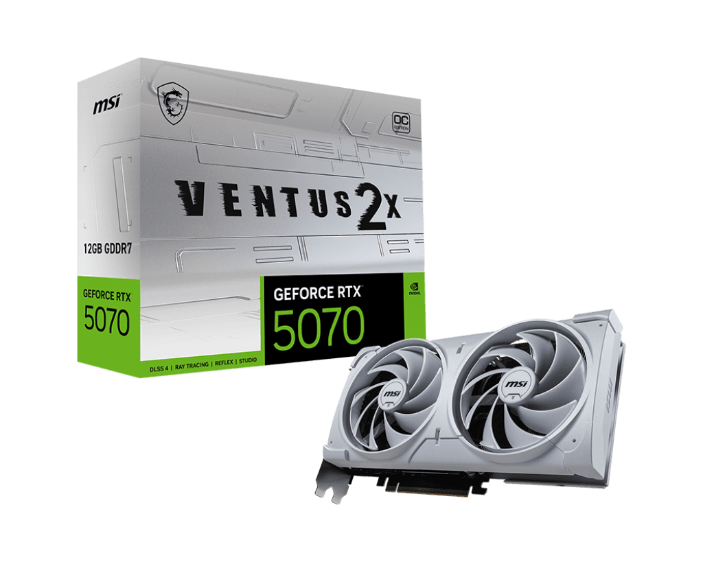 MSI VGA Geforce RTX 5070 12G Ventus 2X Oc White RTX 5070 12GB GDRR7 192B DX12 PCIE 5.0 X16 (3XDP 1XHDMI)