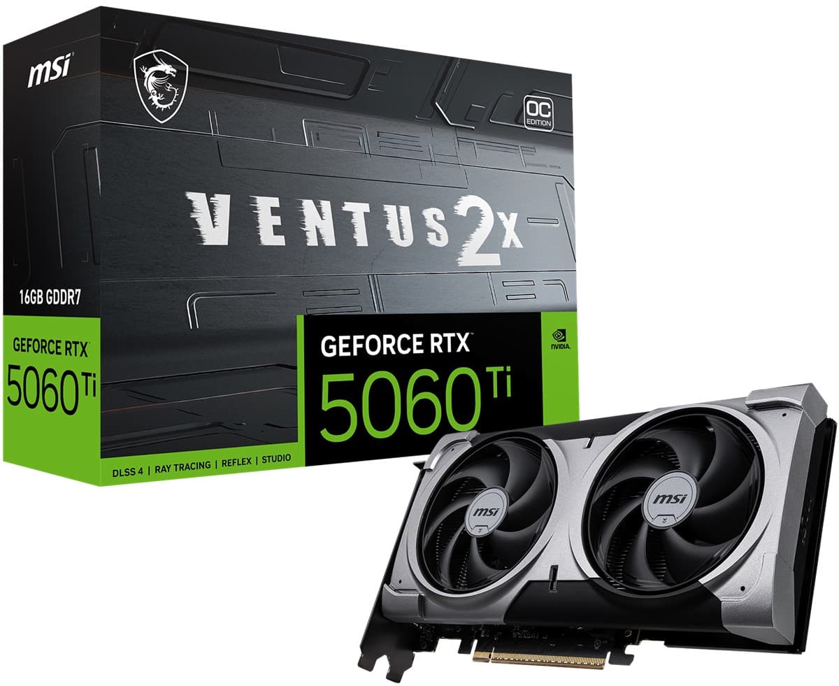 MSI VGA Geforce RTX 5060 Ti 16G Ventus 2X Oc Plus RTX 5060 Ti 16GB GDDR7 128B DX12 PCIE 5.0 X16 (3XDP 1XHDMI)