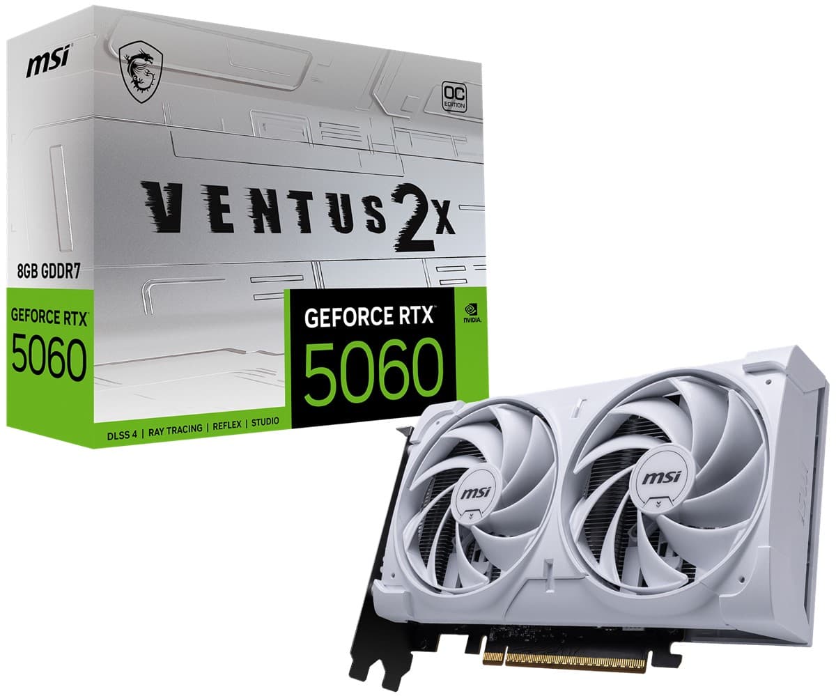 MSI VGA Geforce RTX 5060 8G Ventus 2X Oc White RTX 5060 8GB GDDR7 128B DX12 PCIE 5.0 X16 (3XDP 1XHDMI)