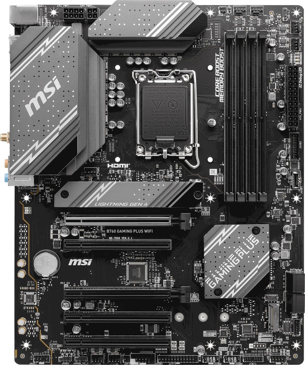 MSI MB B760 Gaming Plus WIFI Soket 1700 DDR4 5333(OC) PCI-E ,M.2 USB3.2 HDMI,DP 1X 2.5G LAN Wi-Fi 6E ATX