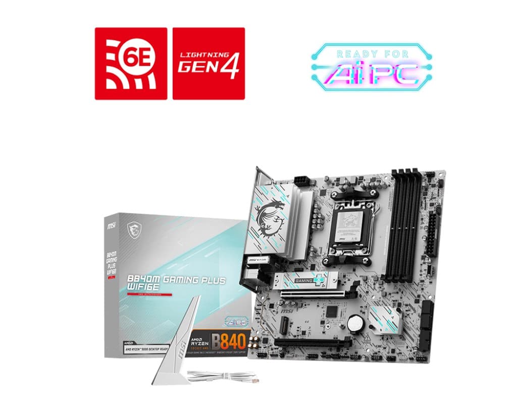 MSI MB B840M Gaming Plus WIFI6E AM5 DDR5 8000MHZ(OC) HDMI , DP,2X M.2 USB 5 GBS 2.5G LAN Wi-Fi 6E Matx