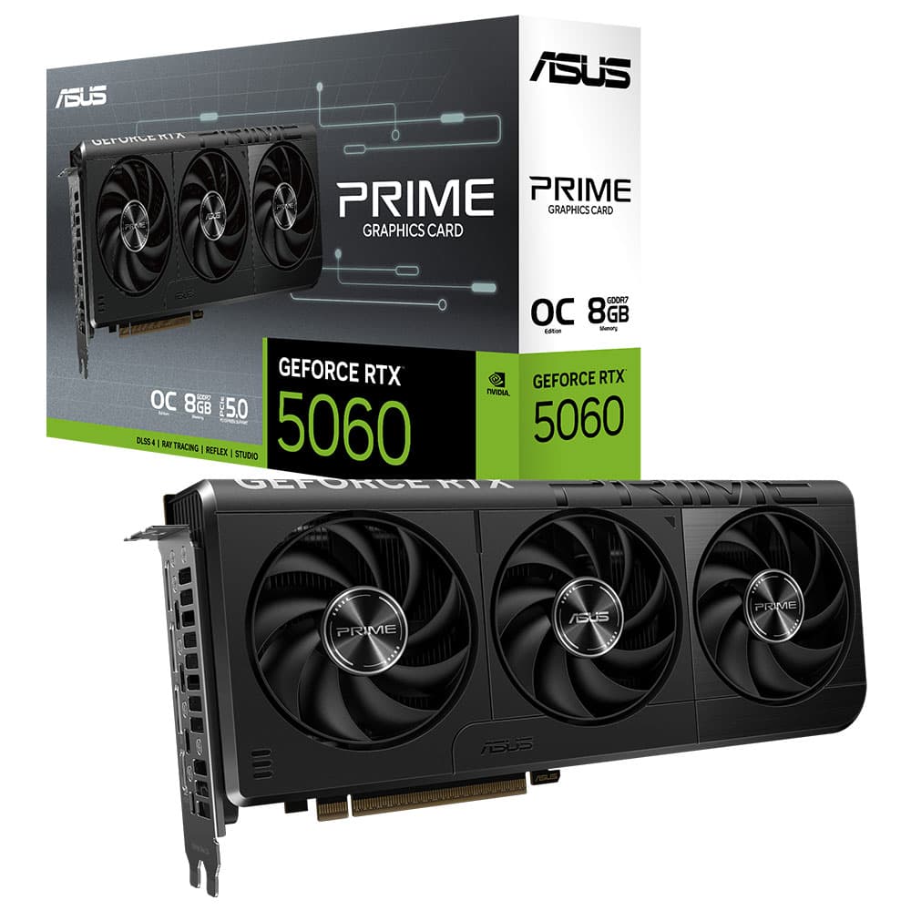 ASUS VGA PRIME-RTX 5060-O8G-NVIDIA-GEFORCE-RTX 5060-8GB GDDR7-128bit--HDMI-3xDP-DLSS3 EKRAN KARTI