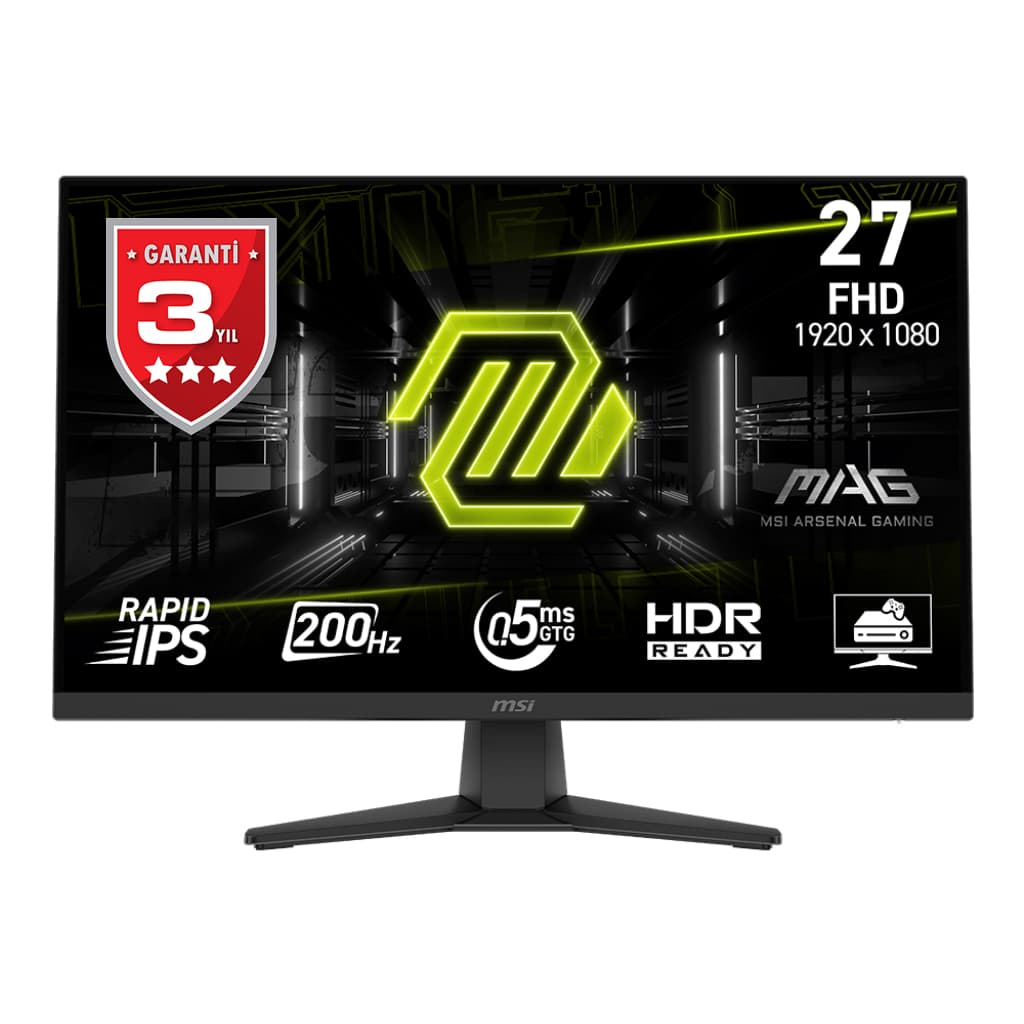 MSI 27 MAG 272F 1920x1080 (FHD) 16:9 FLAT RAPID IPS 200HZ 0.5MS (GTG) FREESYNC PREMIUM GAMING MONITOR