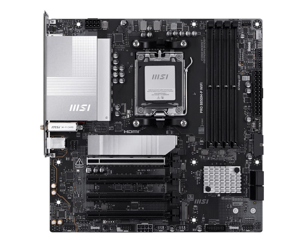 MSI MB PRO B850M-P WIFI AM5 DDR5 8200MHZ(OC) HDMI DP 3X M.2 USB 10GBS 5G LAN Wi-Fi 7 Matx