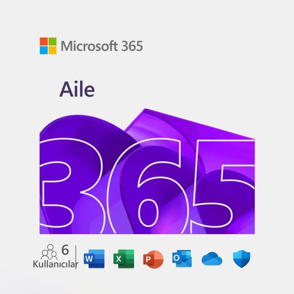 Microsoft 365 Aile 32/64BIT Turkce-İngilizce Elektronik Lisans 6 Kullanici 1 Yil EP2-32296