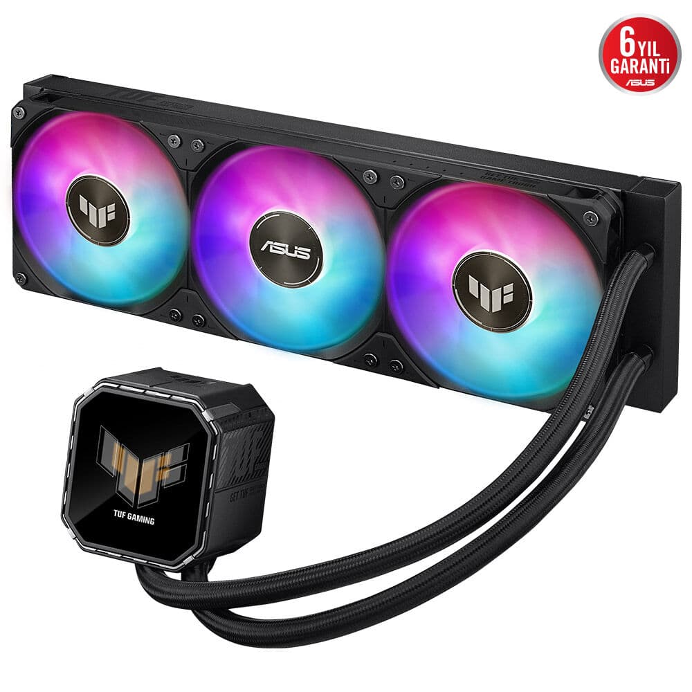 Asus Tuf Gaming LC III 360 ARGB Aura Sync RGB 120MM*2 Adreslenebilir RGB Fan CPU Sivi Soğutucusu 6 Yil Garanti