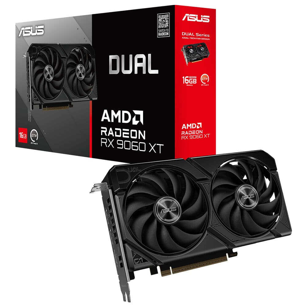 ASUS VGA DUAL-RX 9060 XT-16G-AMD-RADEON-RX 9060 XT-16G-16GB GDDR6-128bit-3250MHz-HDMI-2xDP-EKRAN KARTI