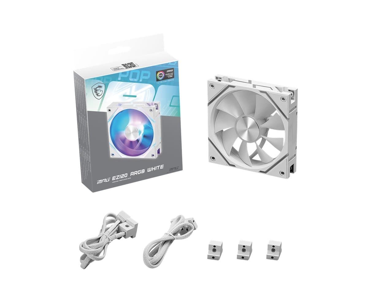 MSI MPG EZ120 ARGB WHITE-1W ARGB 120MM Manyetik Daisy-Chain Beyaz Kasa Fani