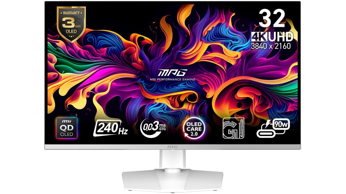 MSI 31.5 MPG 321URXW QD-OLED 3840x2160 (UHD) 16:9 FLAT QD-OLED 240HZ 0.03MS G-SYNC COMPATIBLE BEYAZ GAMING MONITOR