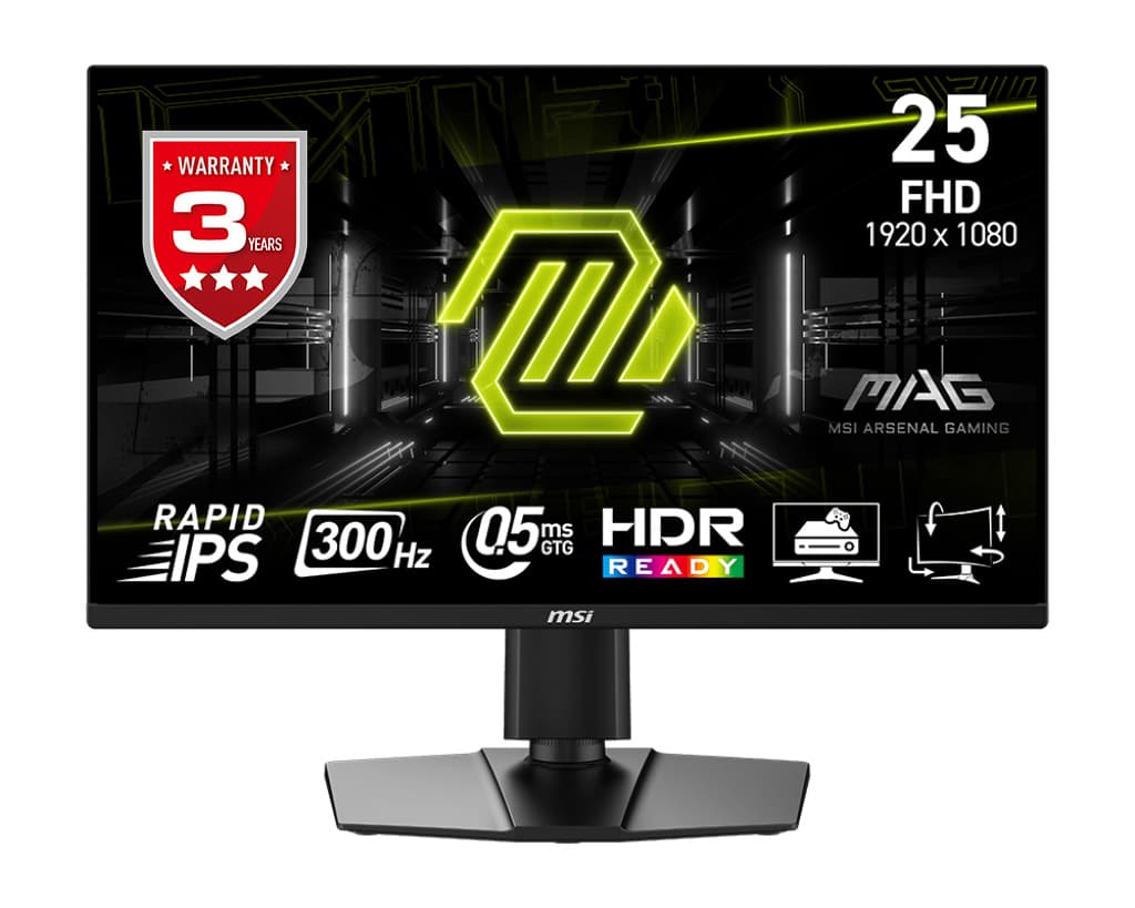 MSI 24.5 MAG 255PXF 1920x1080 (FHD) 16:9 FLAT RAPID IPS 300HZ 0.5MS (GTG) FREESYNC PREMIUM PIVOT GAMING MONITOR
