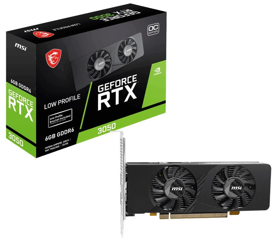 MSI VGA Geforce RTX 3050 LP E 6G Oc RTX 3050 6GB GDDR6 96B DX12 PCIE 4.0 X8 (1XDP 2XHDMI)