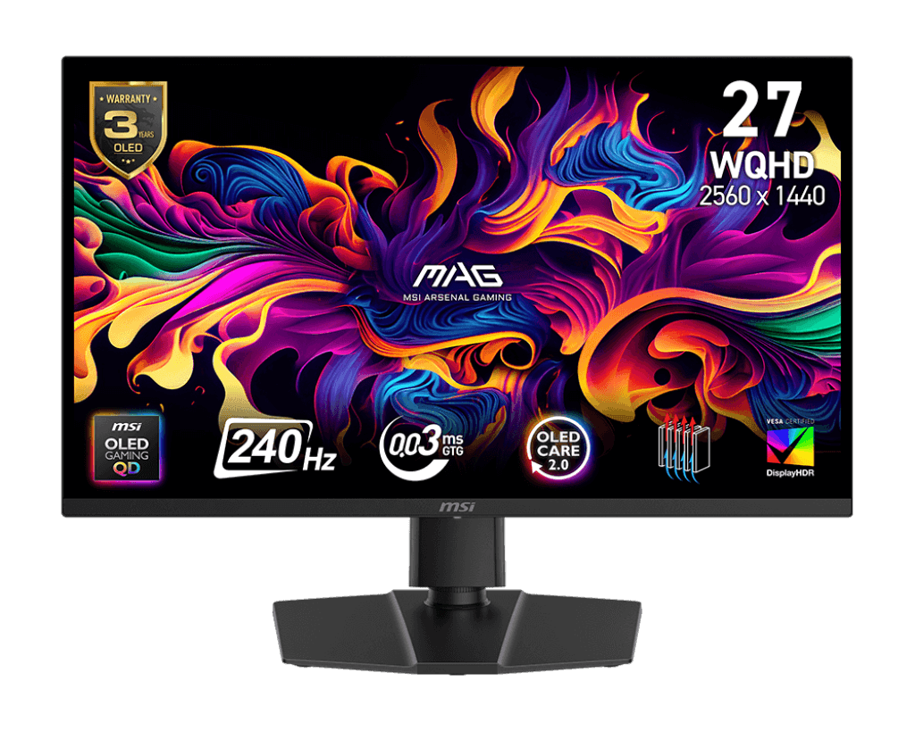 MSI 26.5 MAG 273QP QD-OLED X24 2560x1440 (WQHD) 16:9 FLAT QD-OLED 240HZ 0.03MS FREESYNC PREMIUM PRO GAMING MONITOR