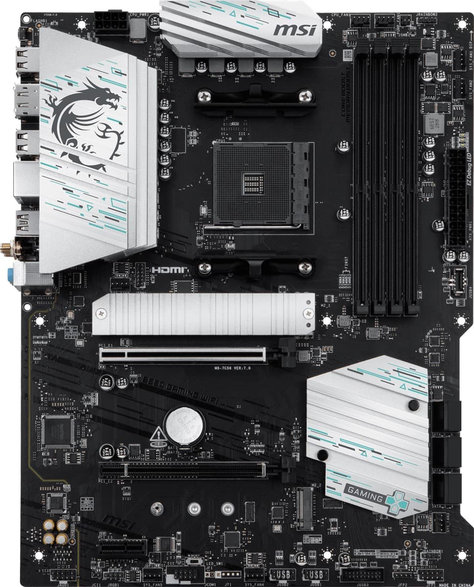 MSI B550 GAMING WIFI AM4 DDR4 4866(OC) HDMI DP 2x M.2 USB 10Gbps 1G LAN WIFI 5 ATX